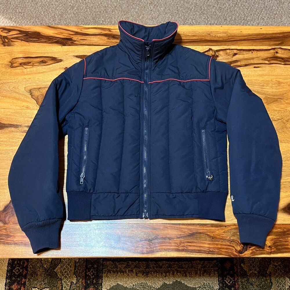 Vintage 80s Roffe Ski Jacket USA Made Navy Insulated Winter Coat - Women’s Small